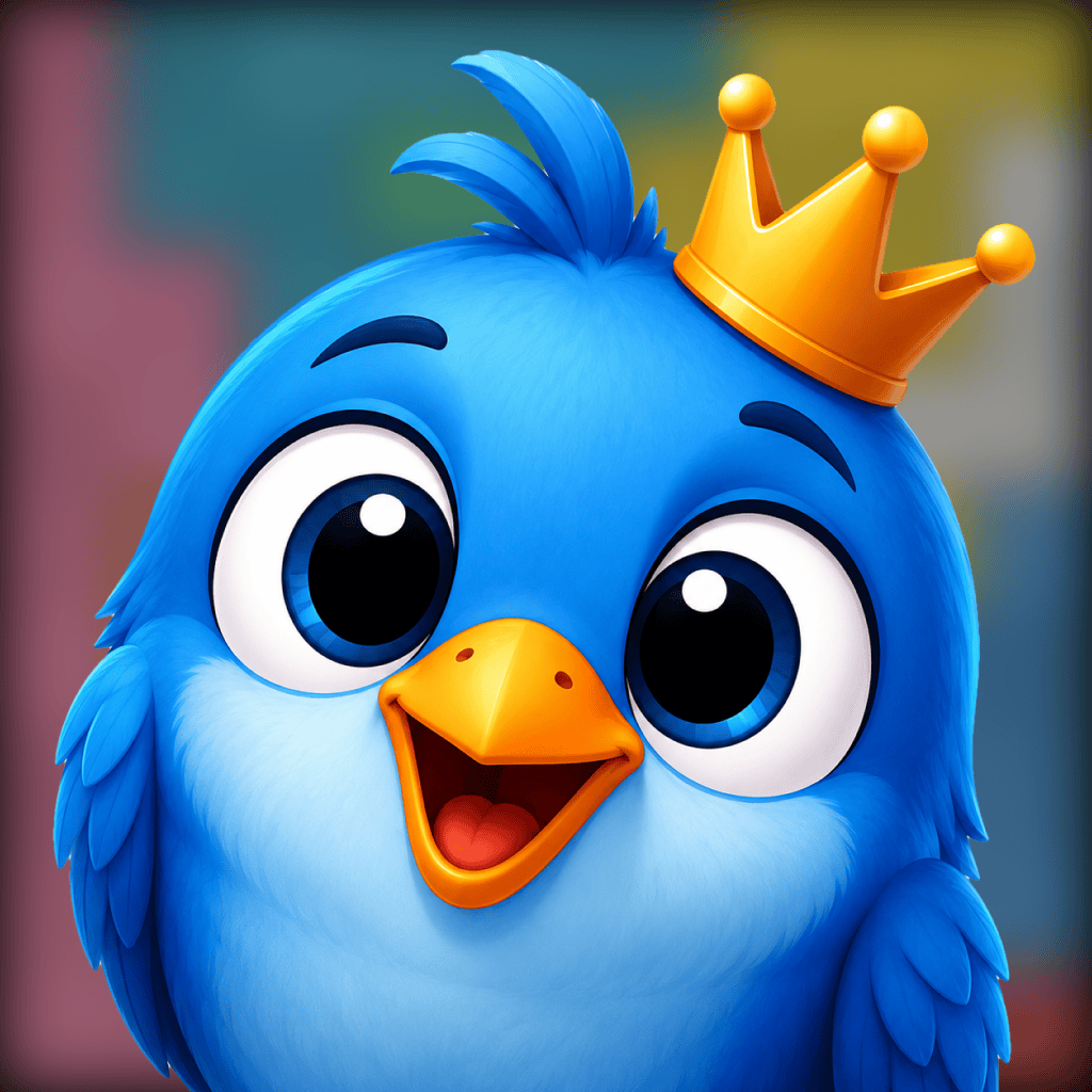 BirdBrainz app icon for dark mode: the same crowned bird treated for iOS's dark icon appearance.