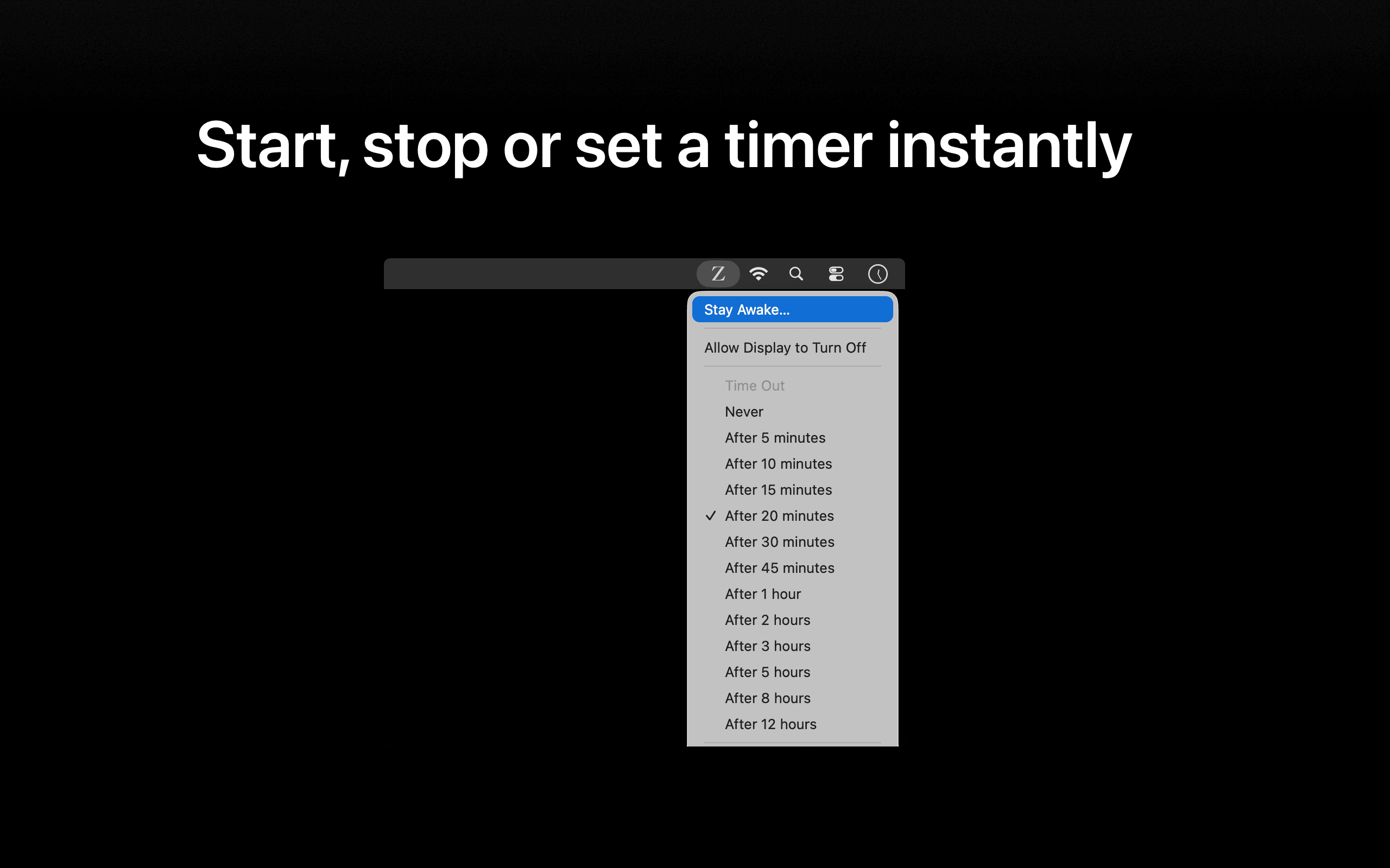 No Z staying awake window with live countdown
